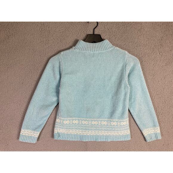 GAP Girls Blue Snowflake Sweater Size M Knit Winter Pullover Warm Cozy Cute - Picture 6 of 7
